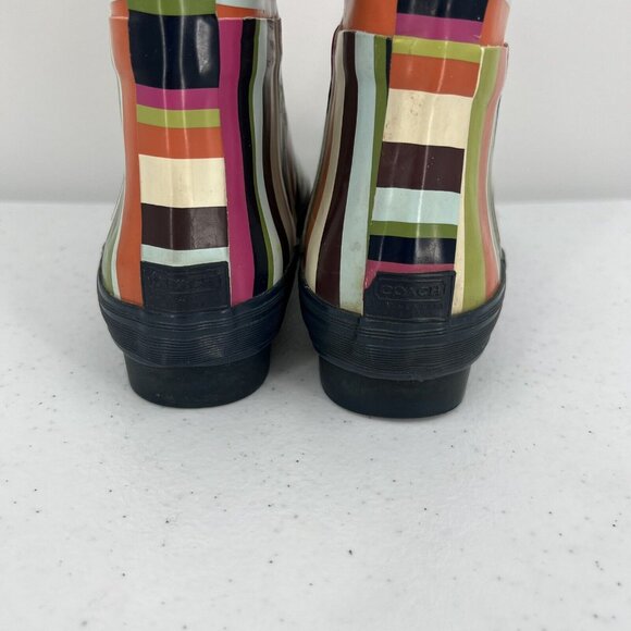 Coach Womens Striped Rain Boots Multicolor Rubber Size 6B - Picture 5 of 10